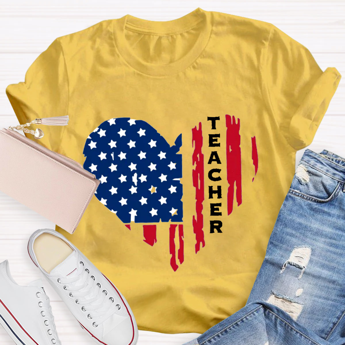 American Teacher Heart Teacher T-Shirt