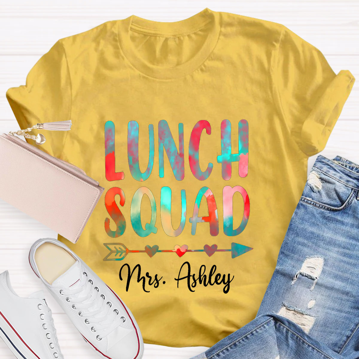 Personalized Name Lunch Squad Teacher T-Shirt
