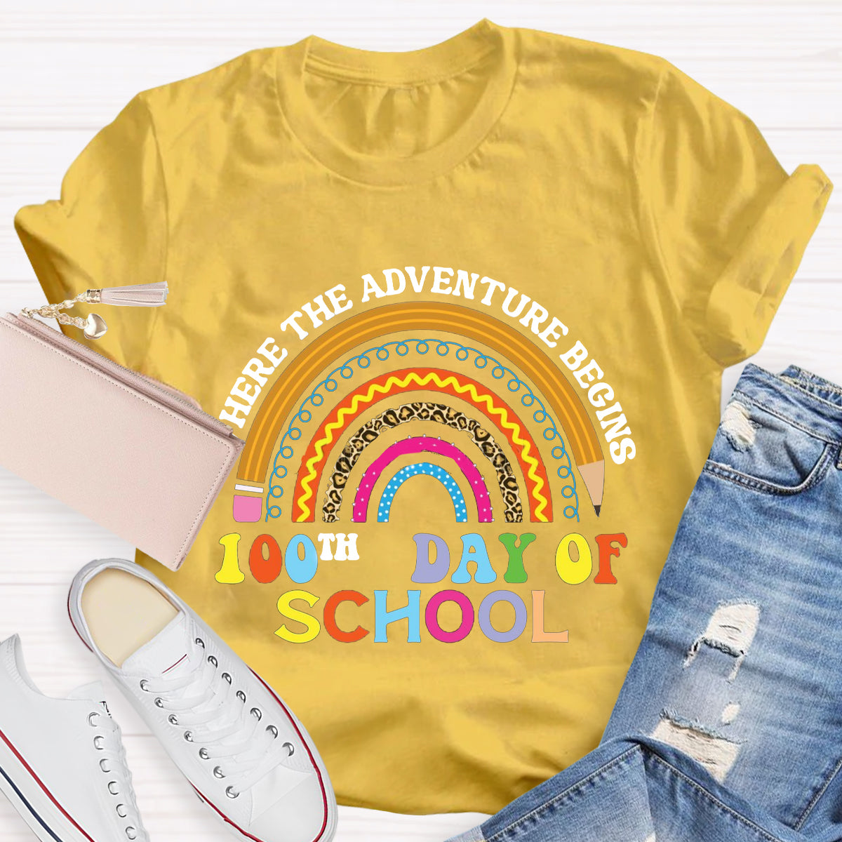Where The Adventure Beginning 100th Day Of School T-Shirt
