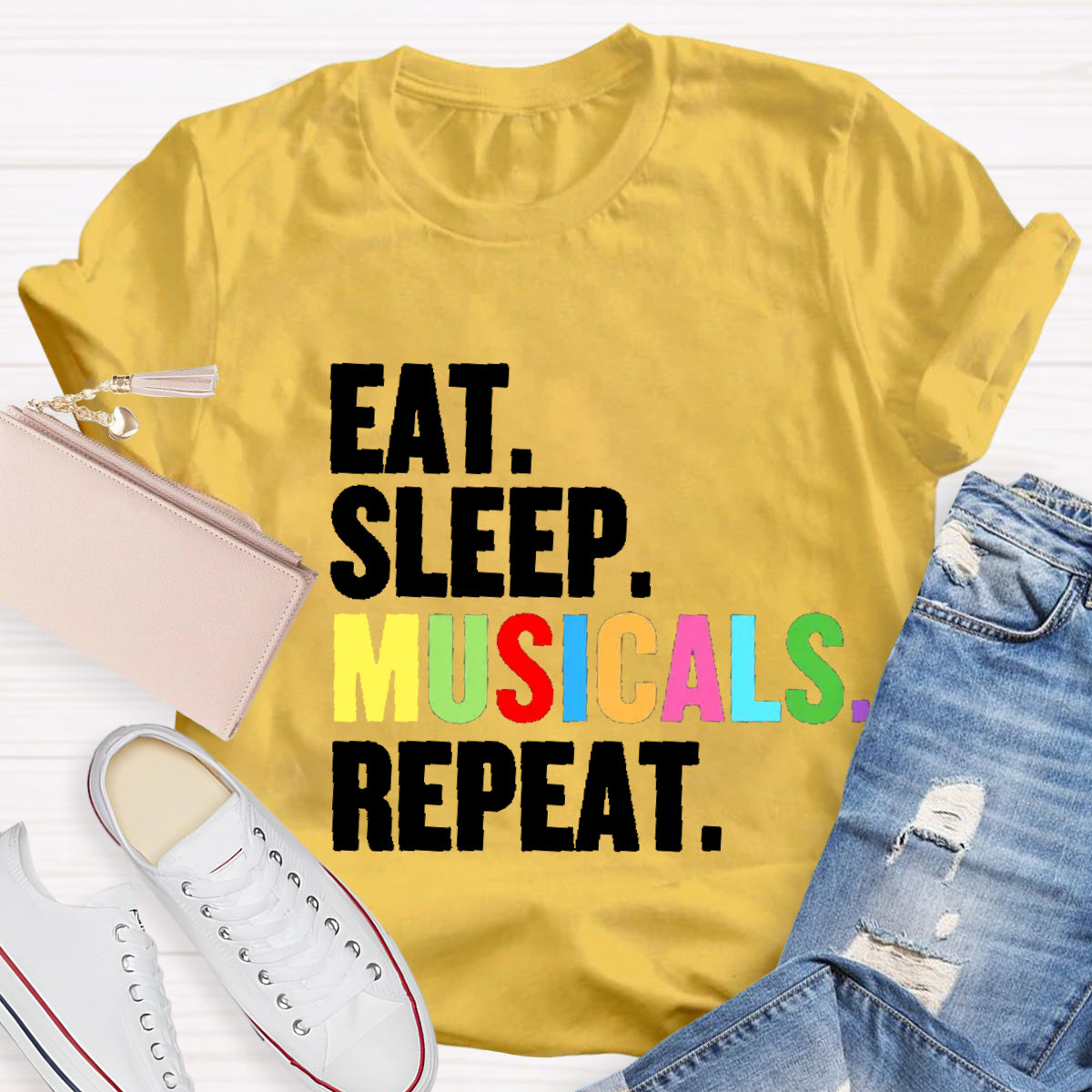 Eat Sleep Musicals Repeat Teacher T-Shirt