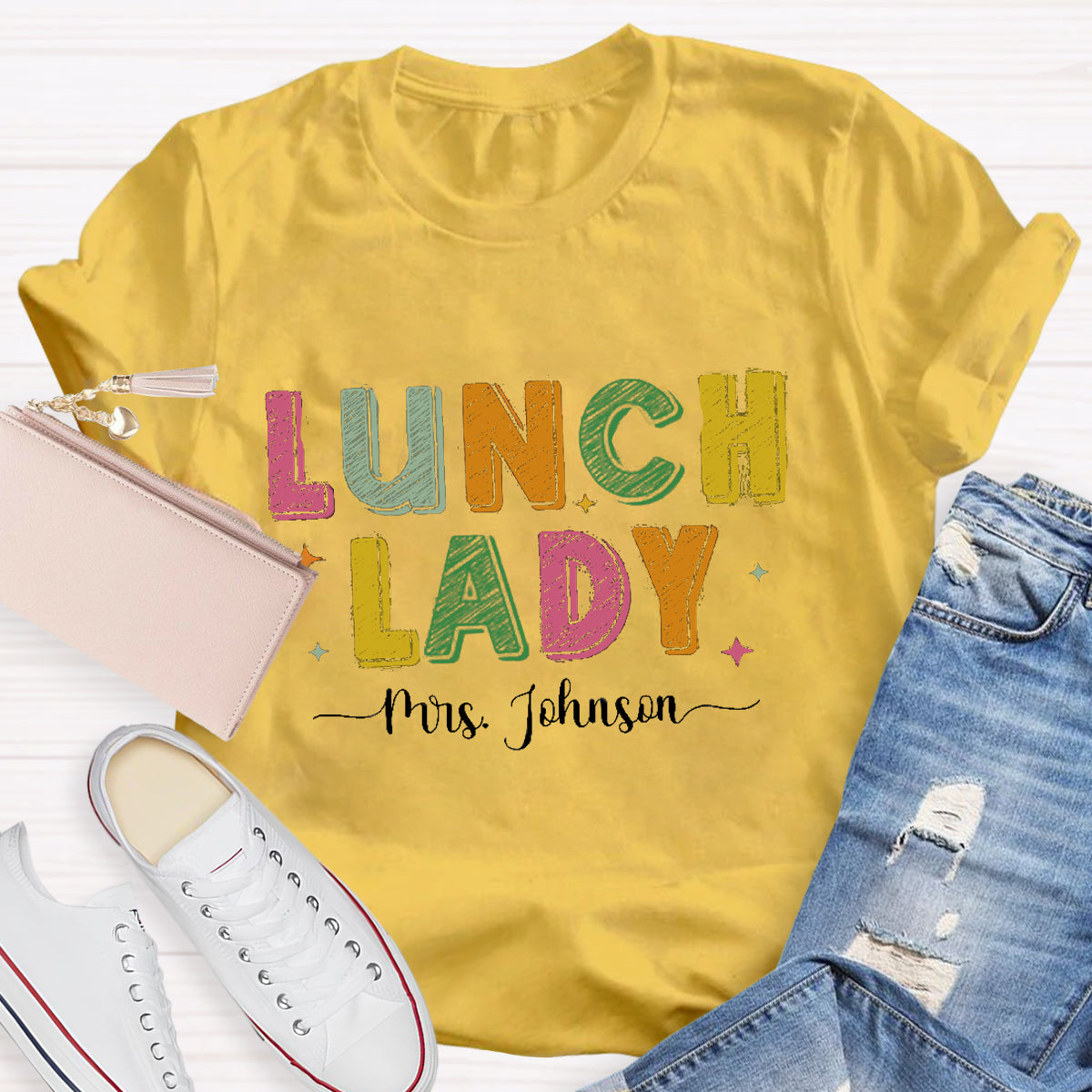 Personalized Lunch Lady Name Teacher T-Shirt