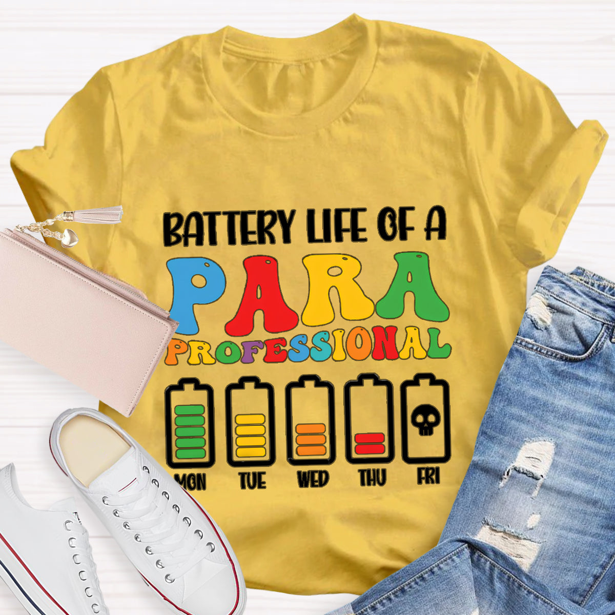 Battery Life of Paraprofessional Teacher T-Shirt