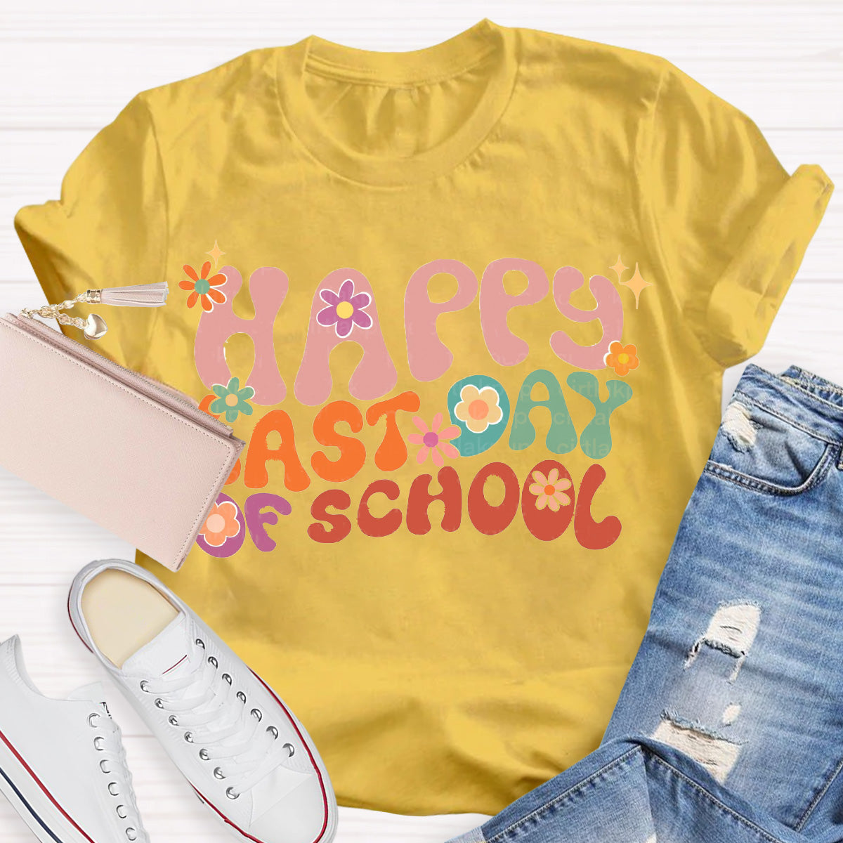 Happy Last Day Of School Flower Teacher T-Shirt