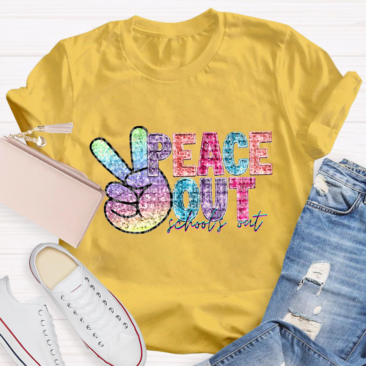 Peace Out Last Day Of School Teacher T-Shirt