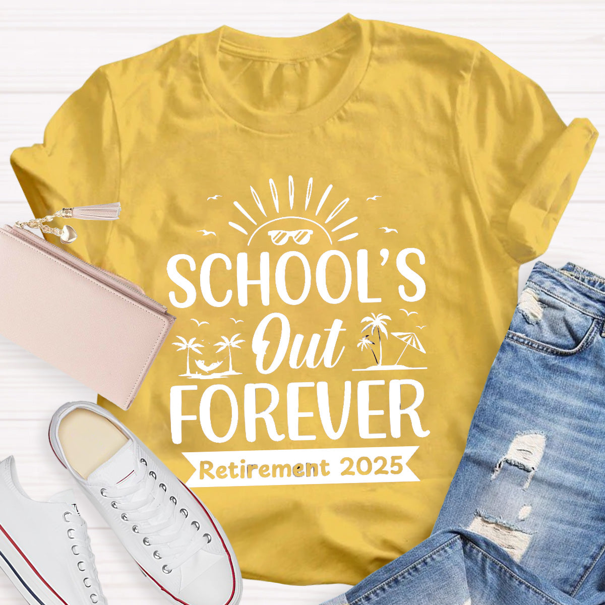 Personalize Retirement Time School's Out Forever Teacher T-Shirt