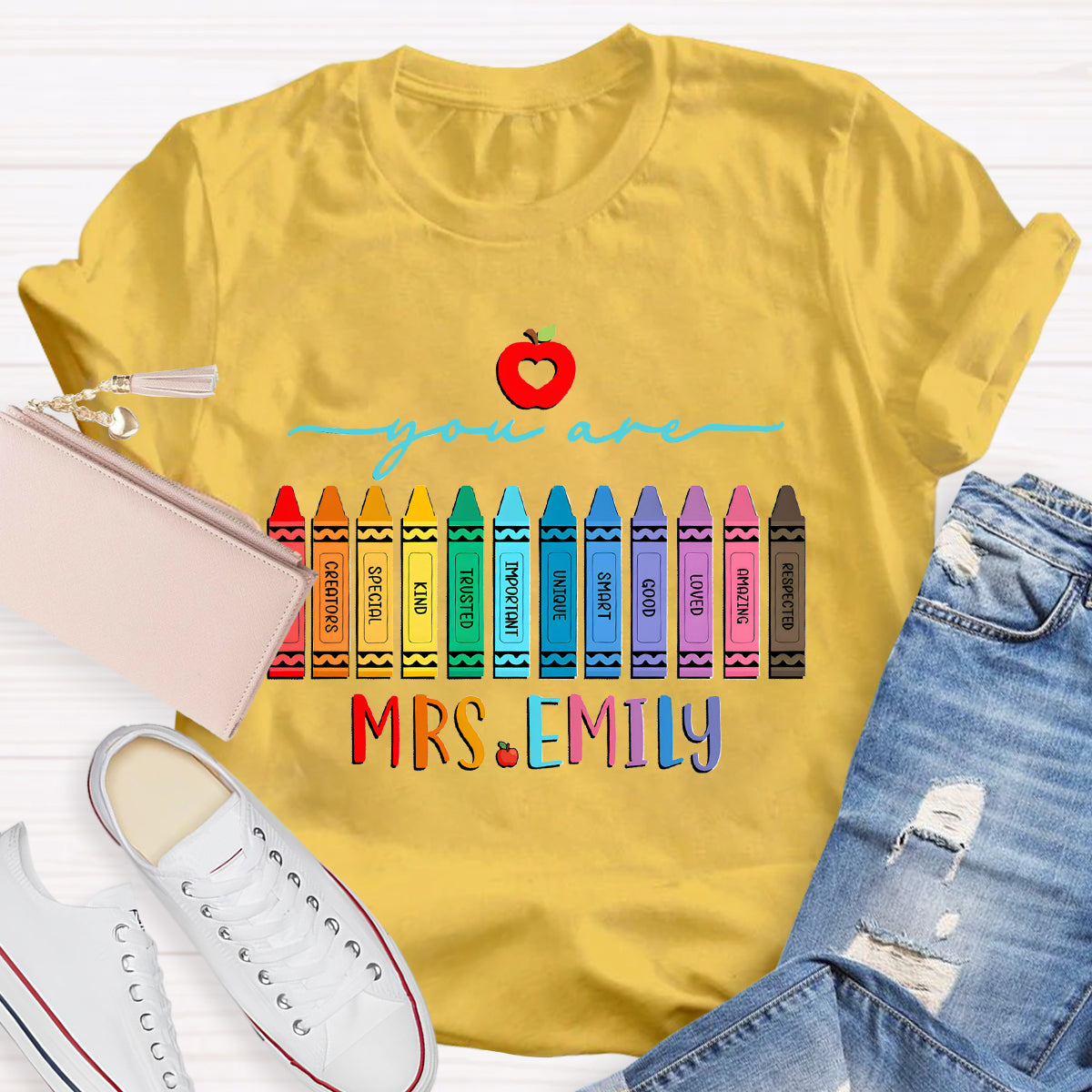 Personalized Name You Are Good Special Crayon Apple T-Shirt