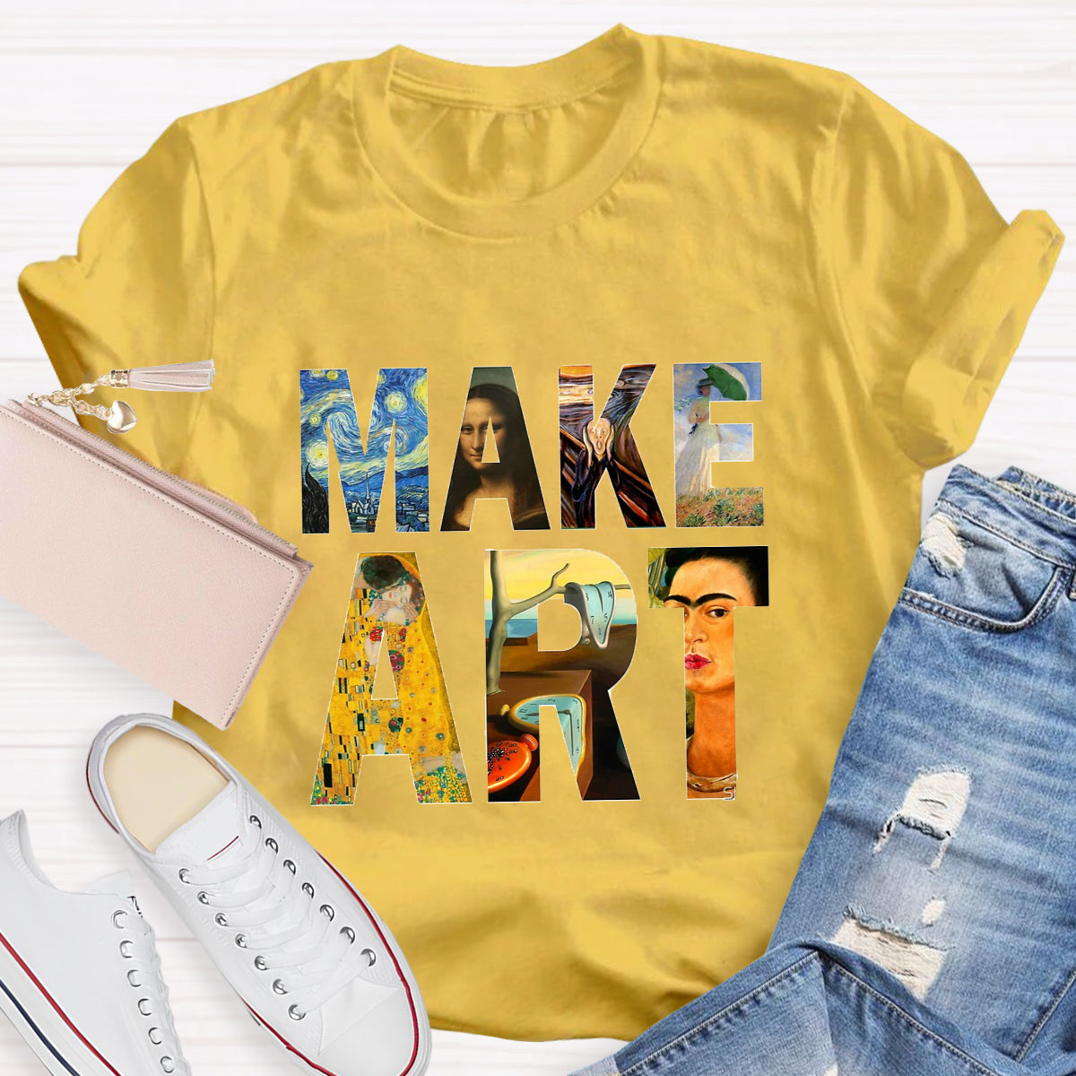 Make Art Printed Teacher T-Shirt