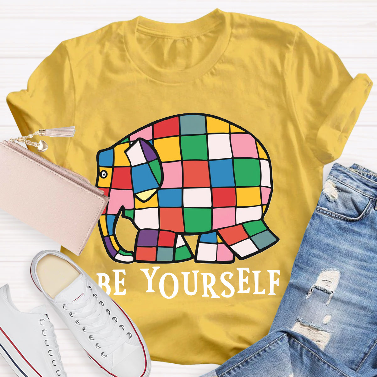 Be Yourself World Book Day Rainbow Elephant T-Shirt
