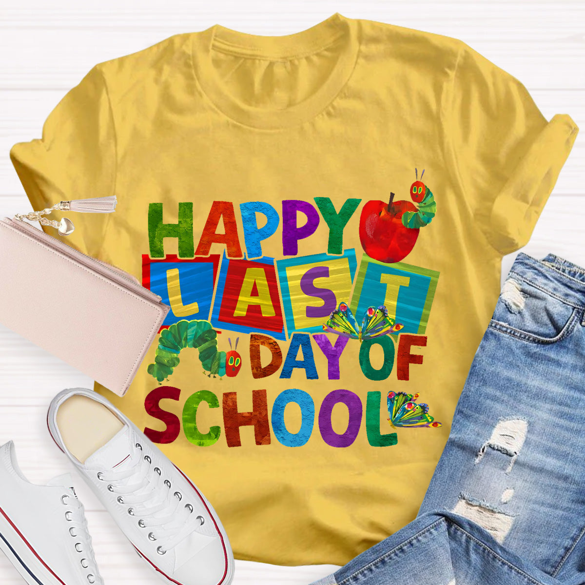 Happy Last Day Of School Apple Teacher T-Shirt