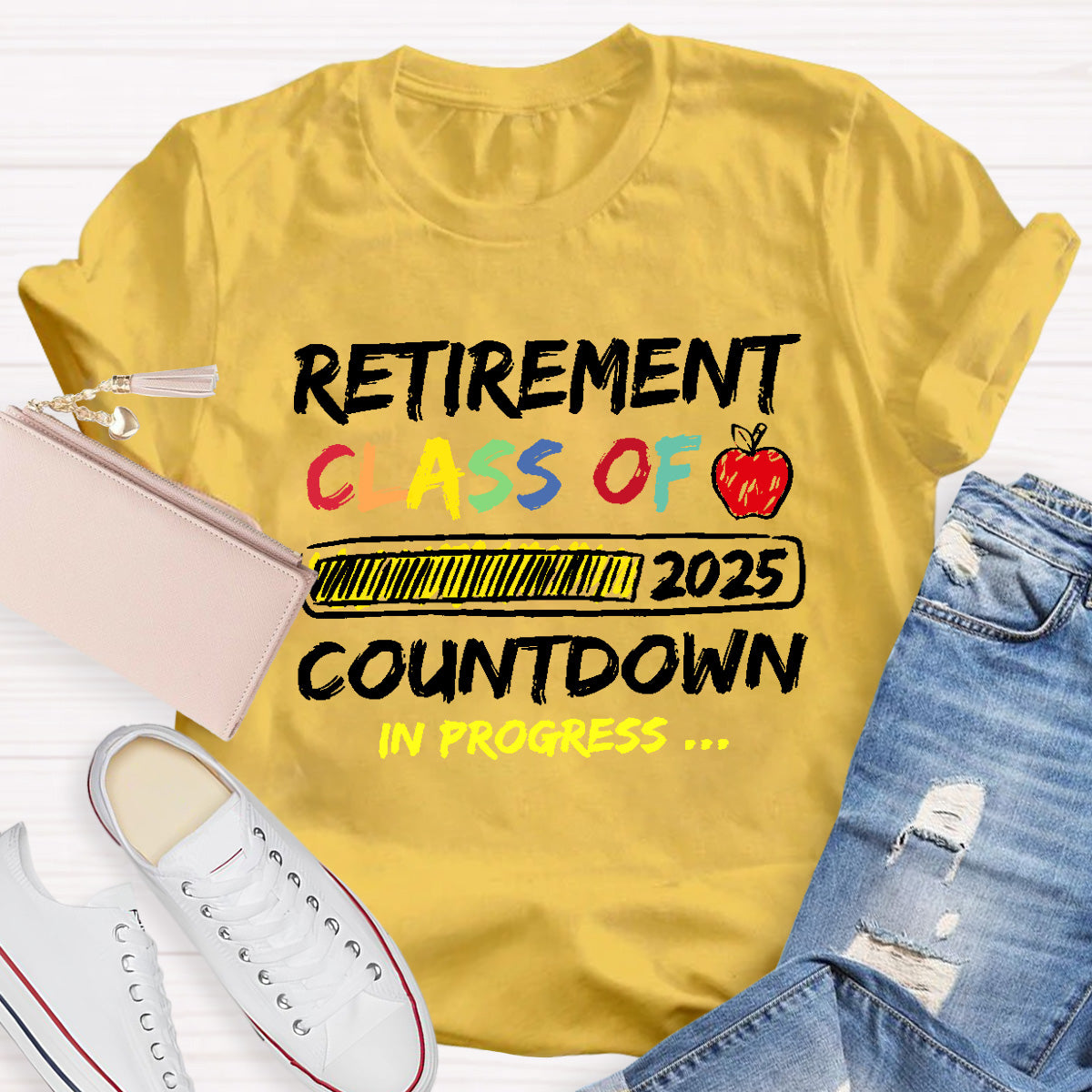 Personalized Retirement Year Class Countdown In Progress Teacher T-Shirt