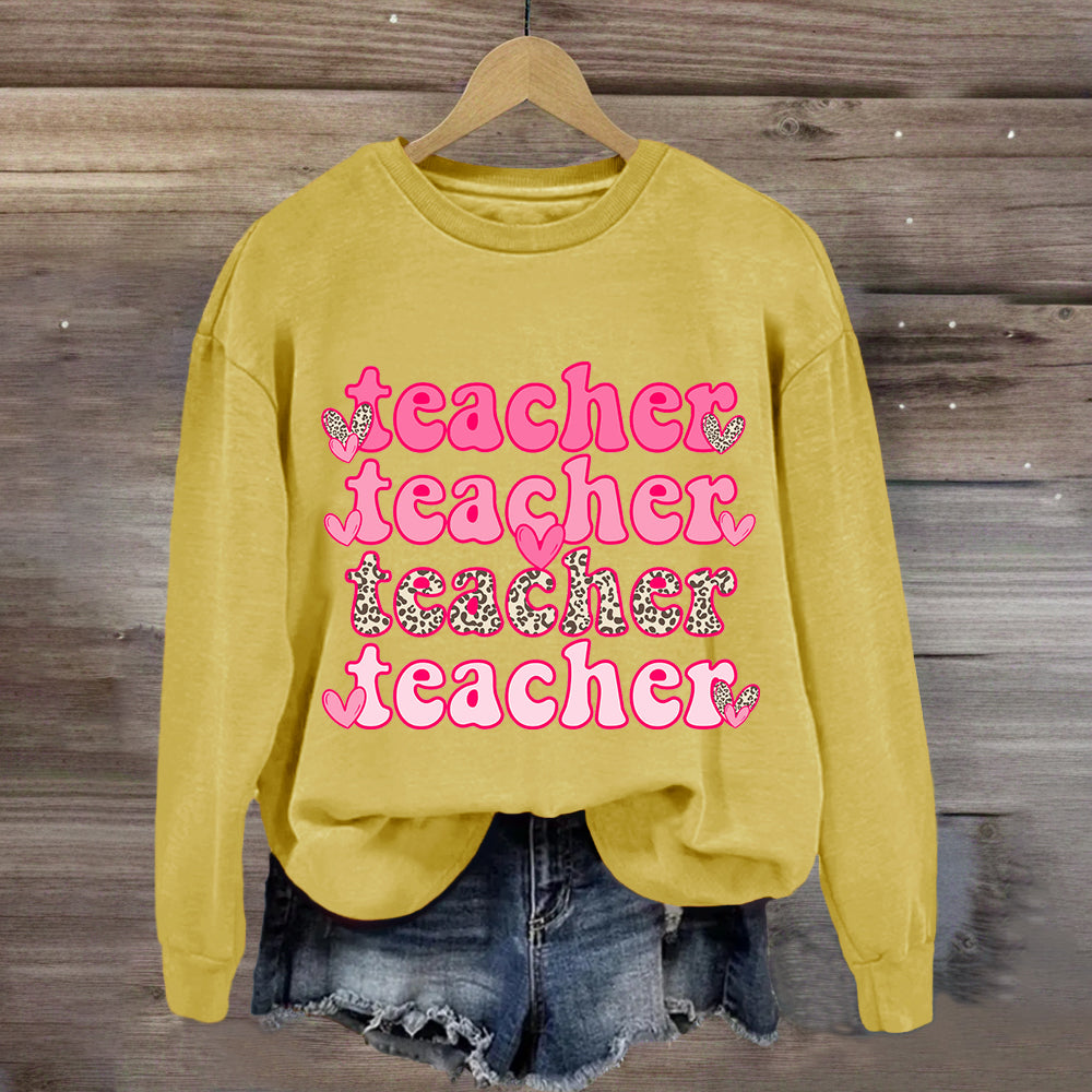 Valentine's Day Pink Teacher Sweatshirt