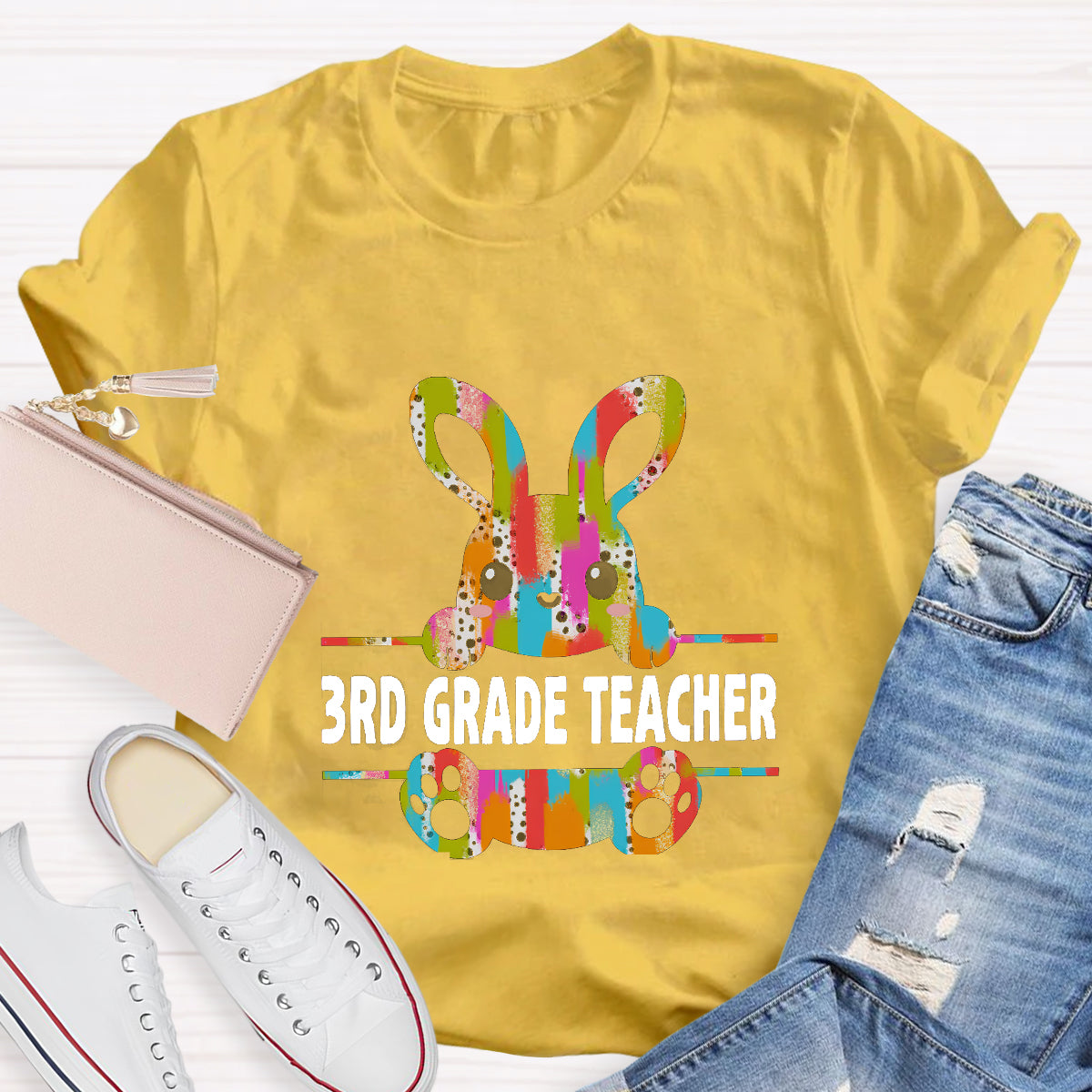 Personalized Grade Easter Bunny Teacher T-Shirt