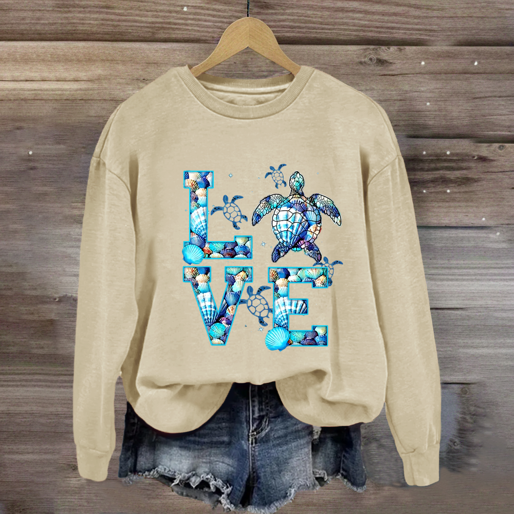 Blue Love For Sea Turtle Sweatshirt