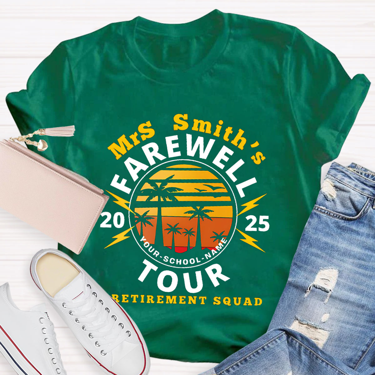 Personalized Teacher's Name And School Name Farewell Tour Retirement Squad T-Shirt