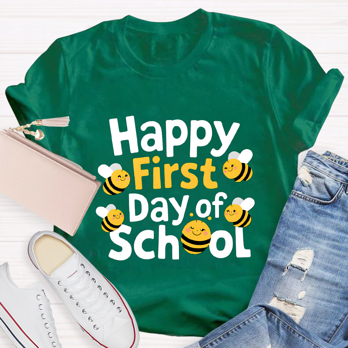 Happy First Day Of School Funny Bee Teacher T-Shirt