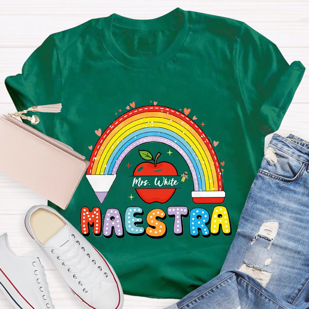 Personalized Name Mrs.White Teacher T-Shirt
