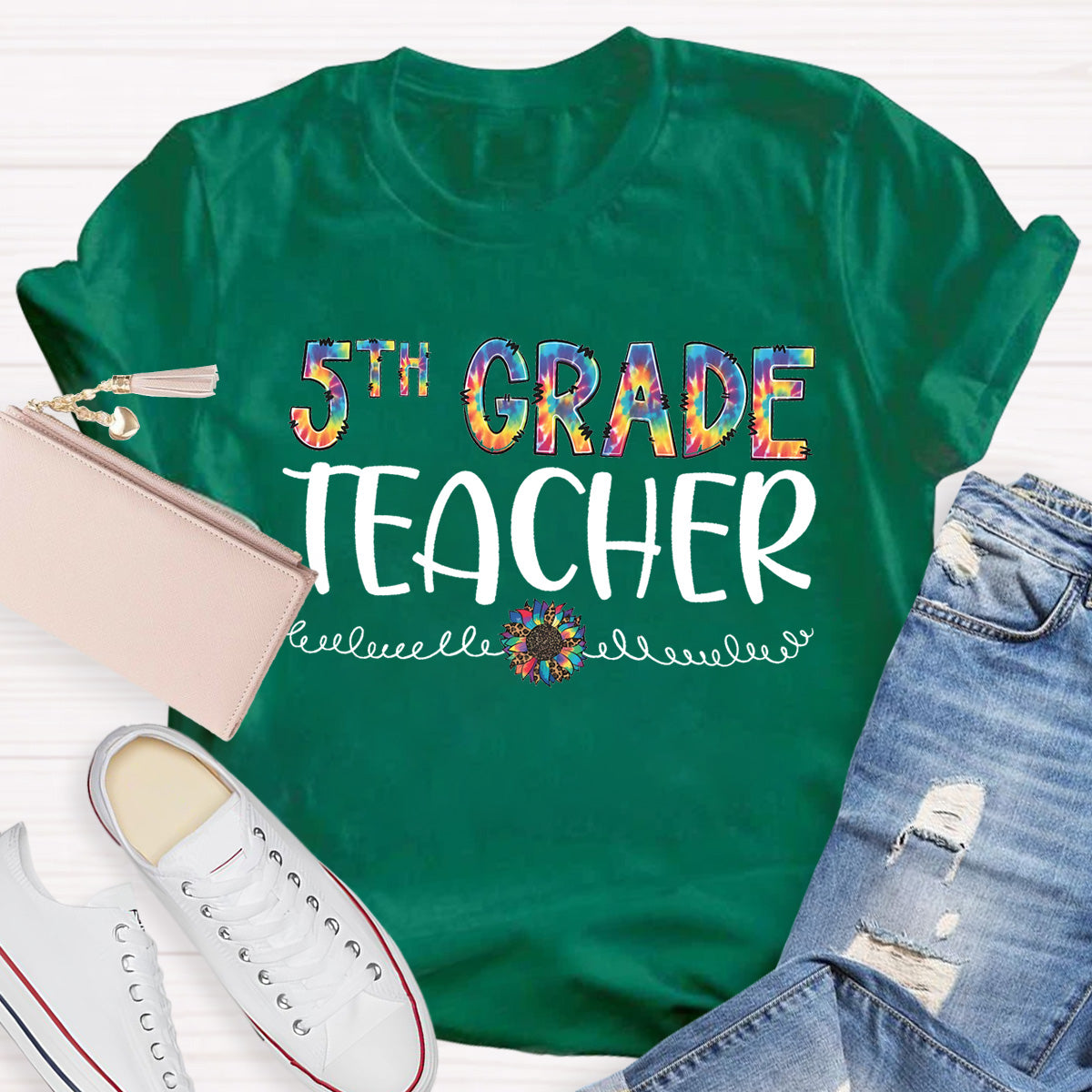 Personalized Grade Colorful Sunflower Teacher T-Shirt