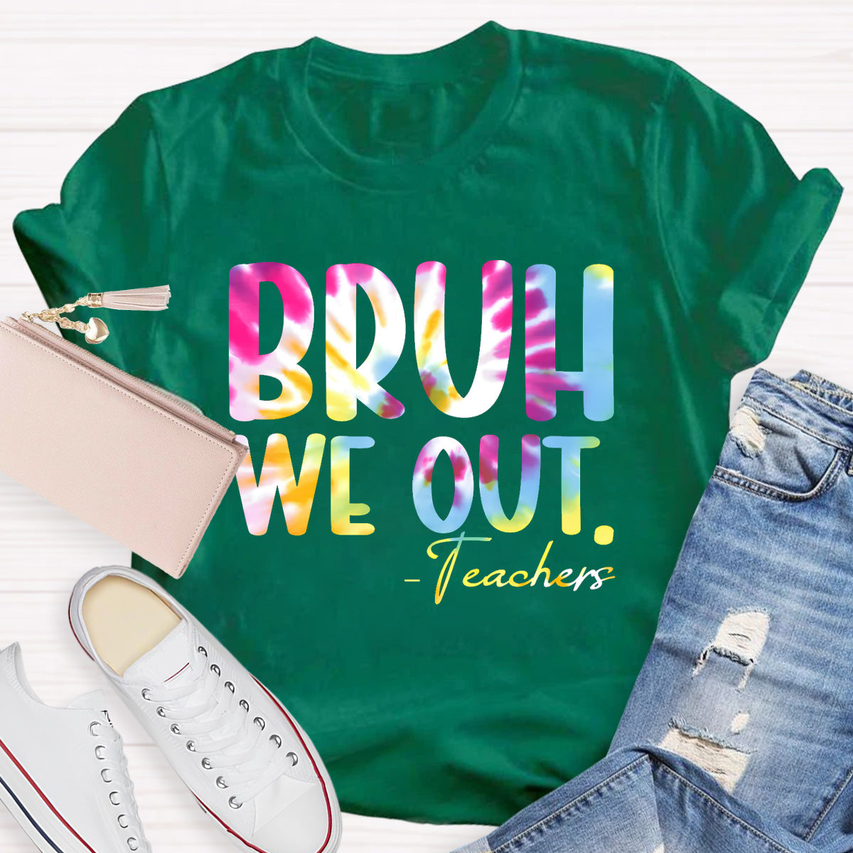 Coloful Bruh We Out Teachers T-Shirt