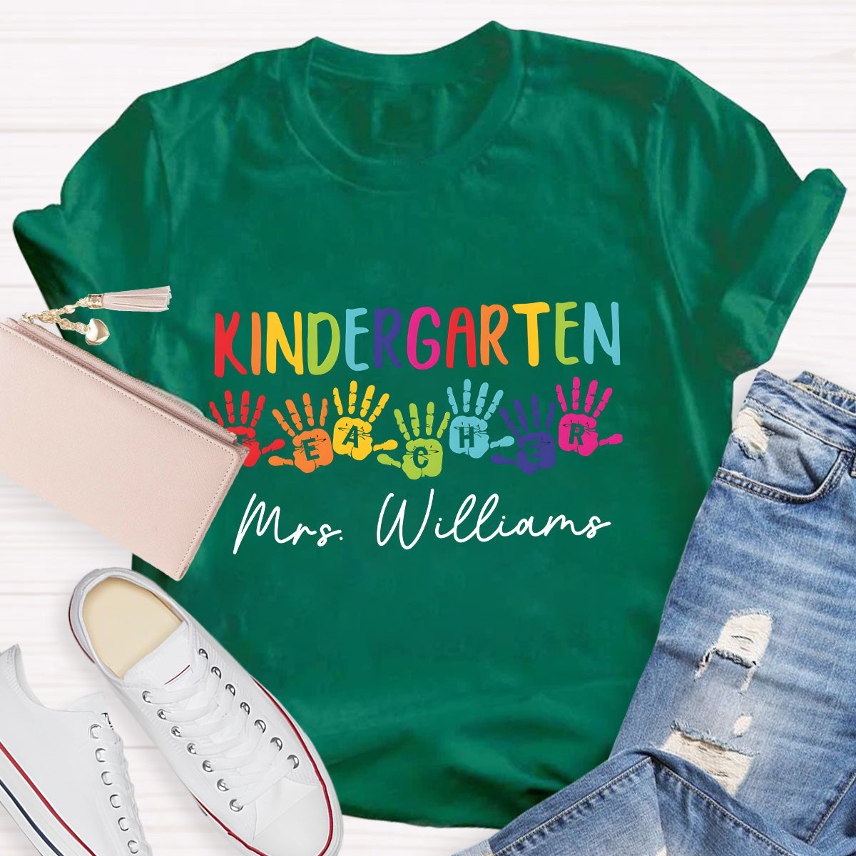 Personalized Name Kindergarten Teacher T-Shirt
