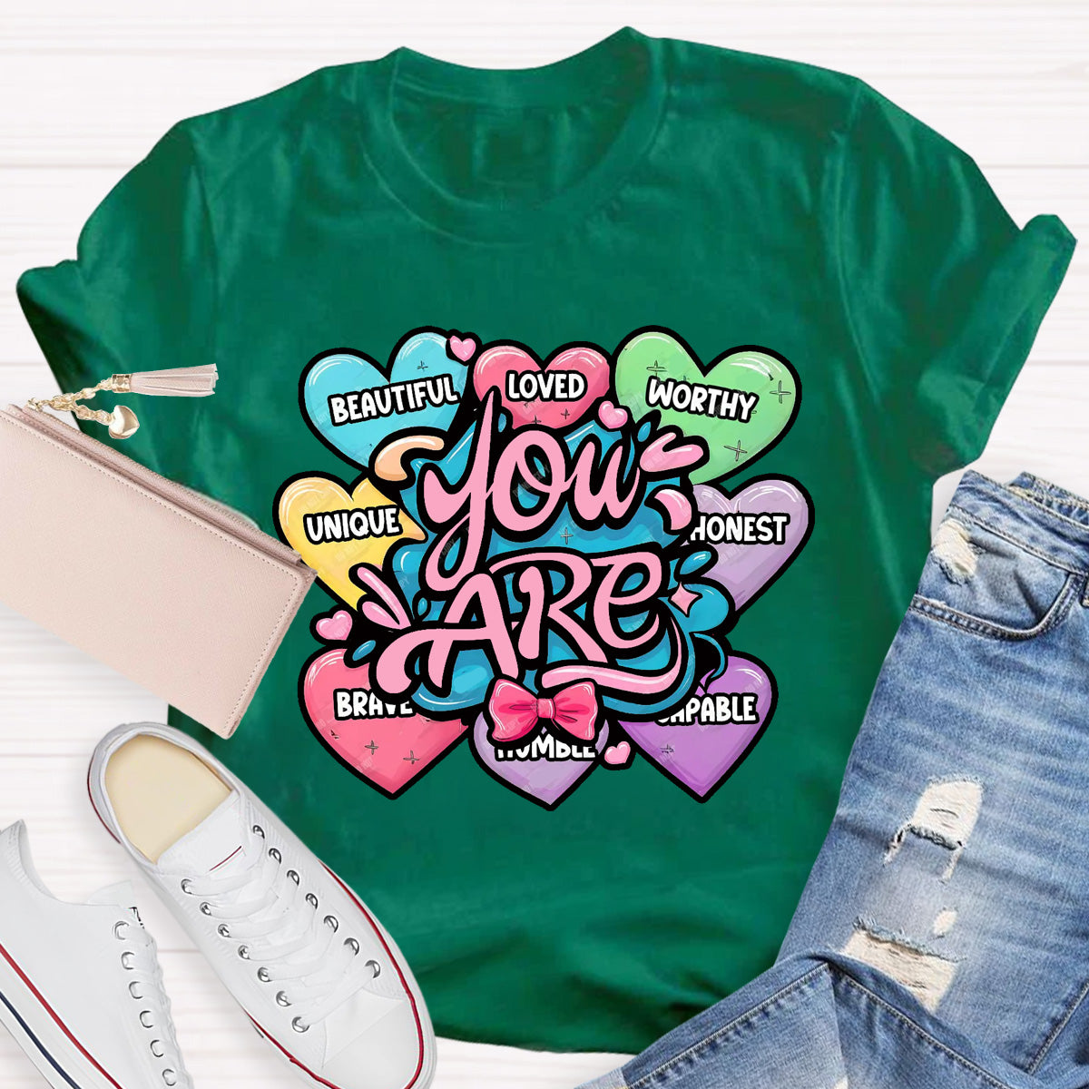 You Are Beautiful Loved Worthy Teacher T-Shirt