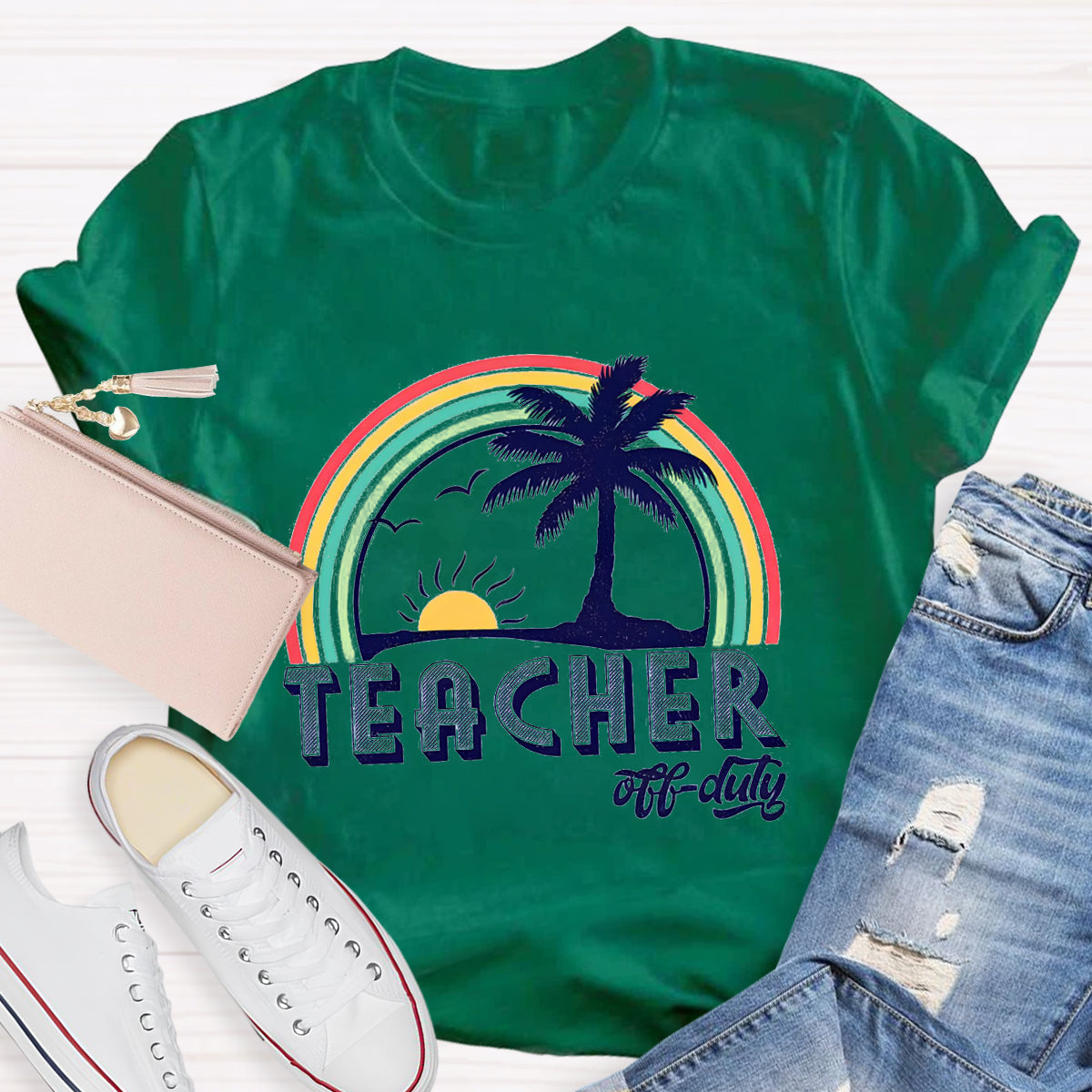 Teacher Of Duty Rainbow Sunshine T-Shirt