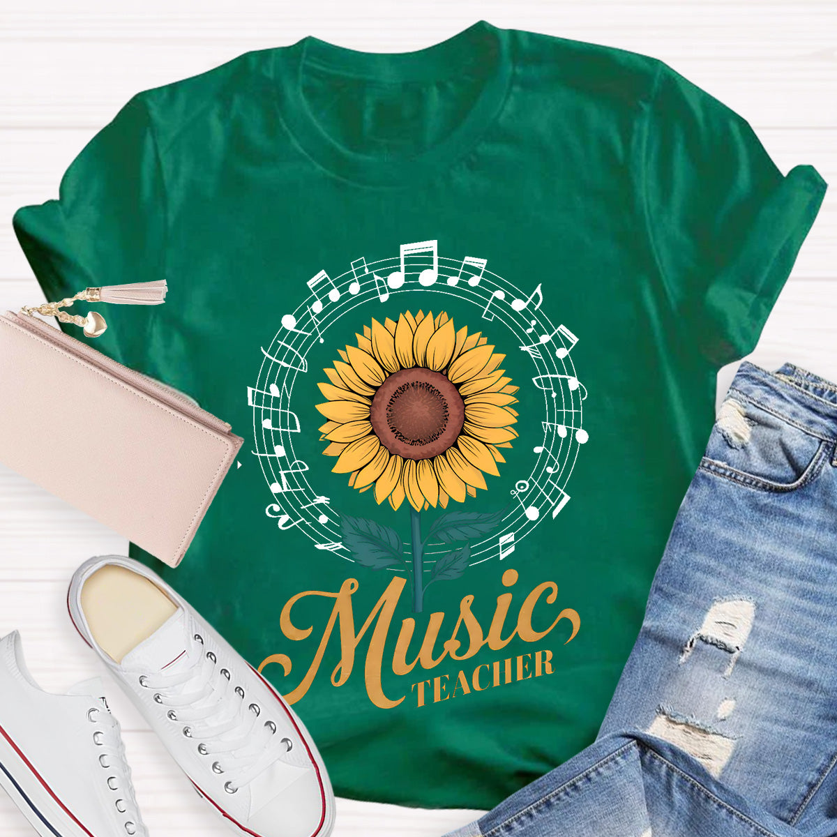Music Teacher Sunflower Teacher T-Shirt