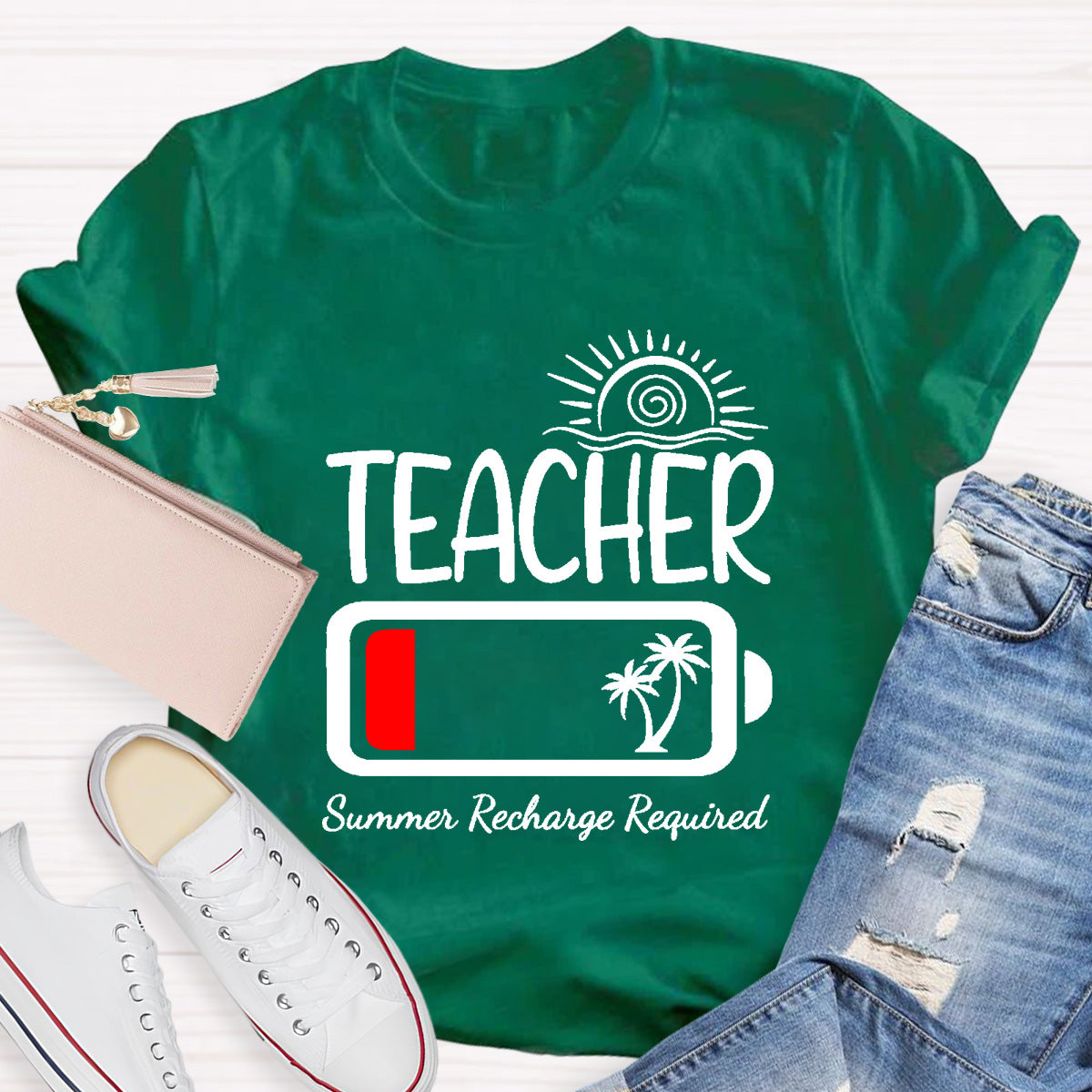 Summer Recharge Required Teacher T-Shirt