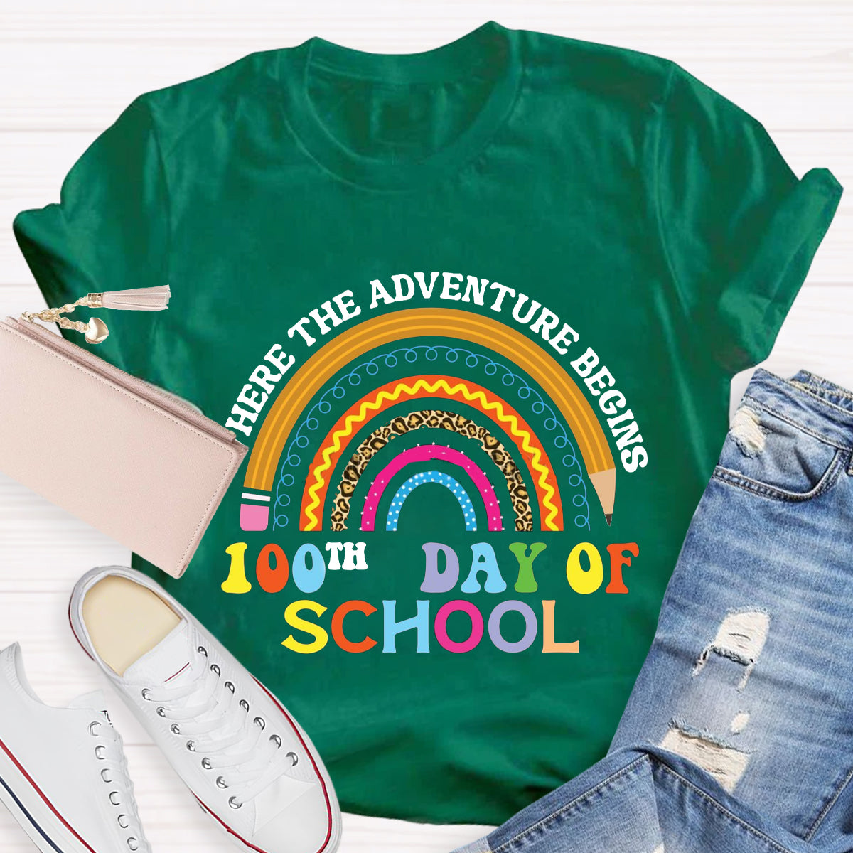 Where The Adventure Beginning 100th Day Of School T-Shirt