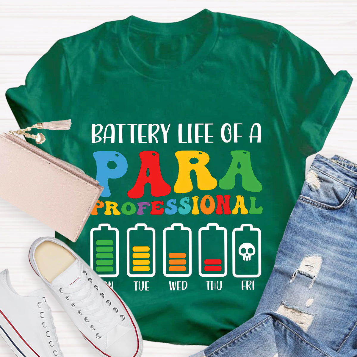 Battery Life of Paraprofessional Teacher T-Shirt