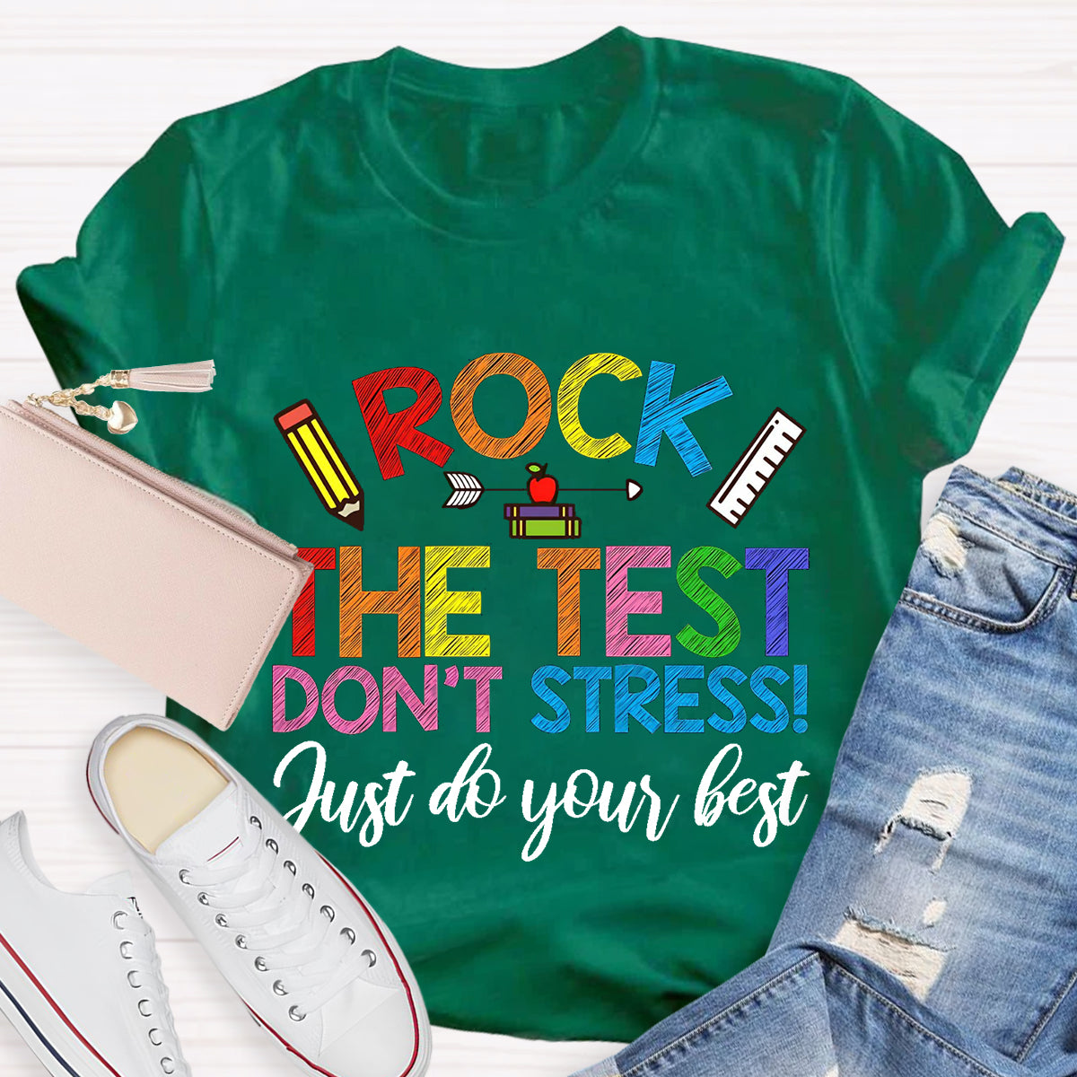 Rock The Test Don't Stress Teacher T-Shirt