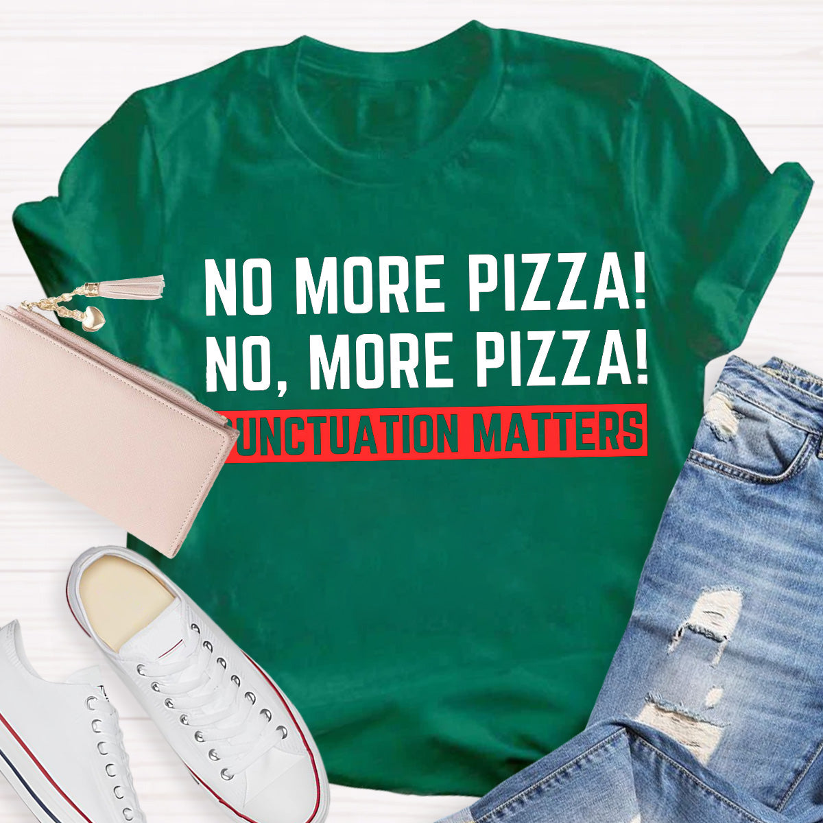 No More Pizza Red Slogan Teacher T-Shirt