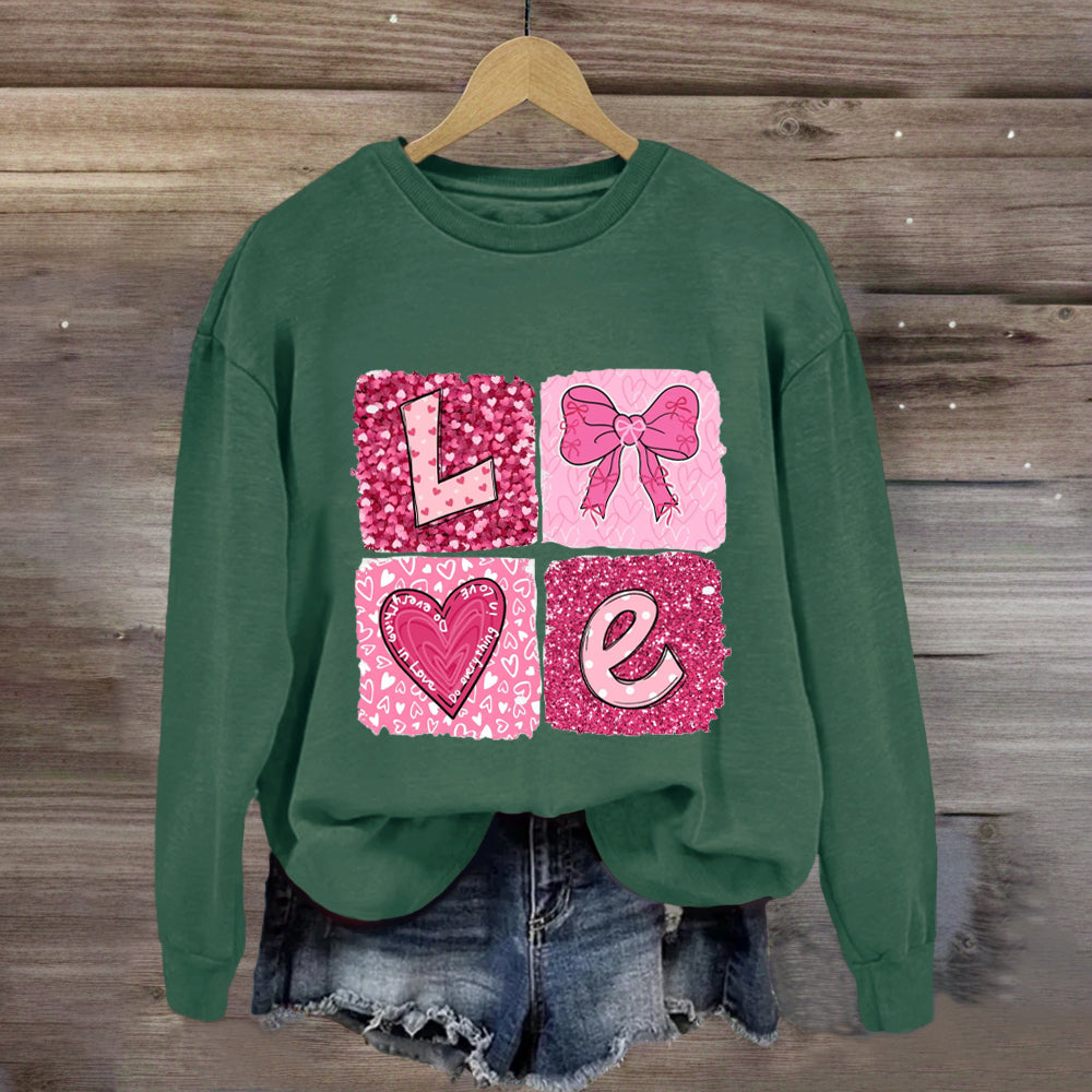 Pink Glitter Love Sweatshirt