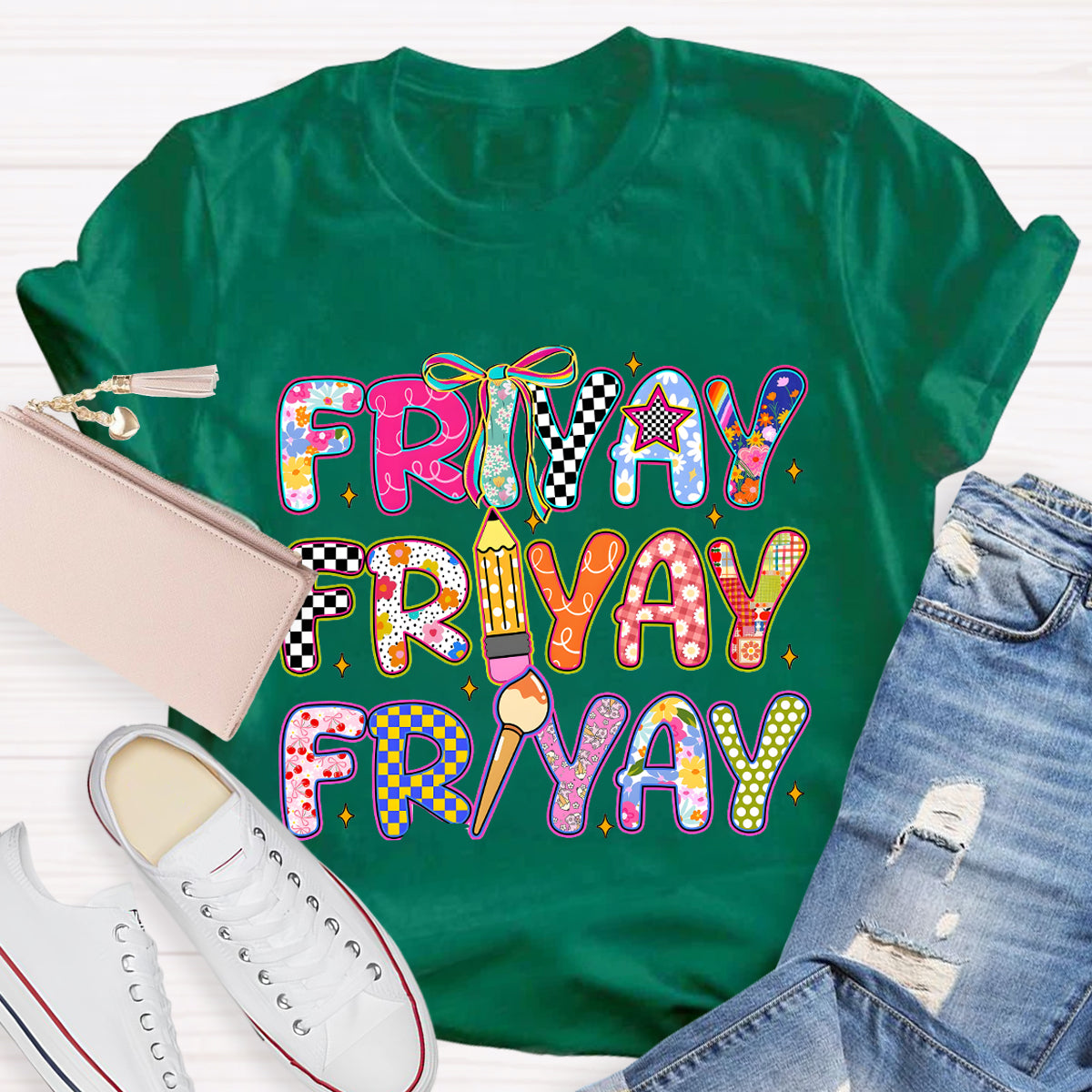 Friyay Star Pencil Teacher T-Shirt