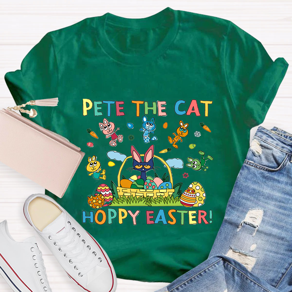 Pet The Cat Hoppy Easter Teacher T-Shirt