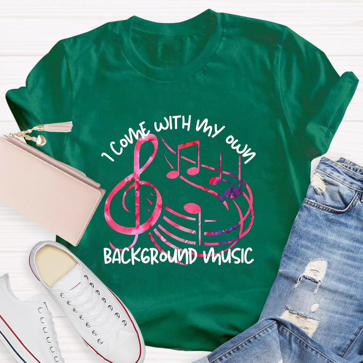 I Come With My own Background Music Teacher T-Shirt