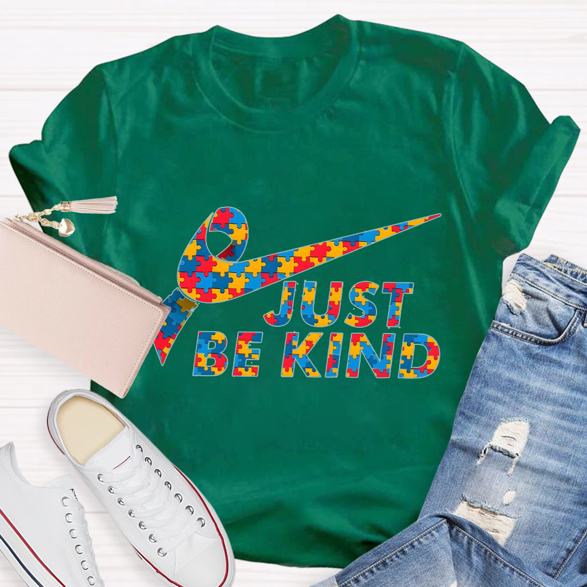 Just Be Kind Color Puzzle  Teacher T-Shirt