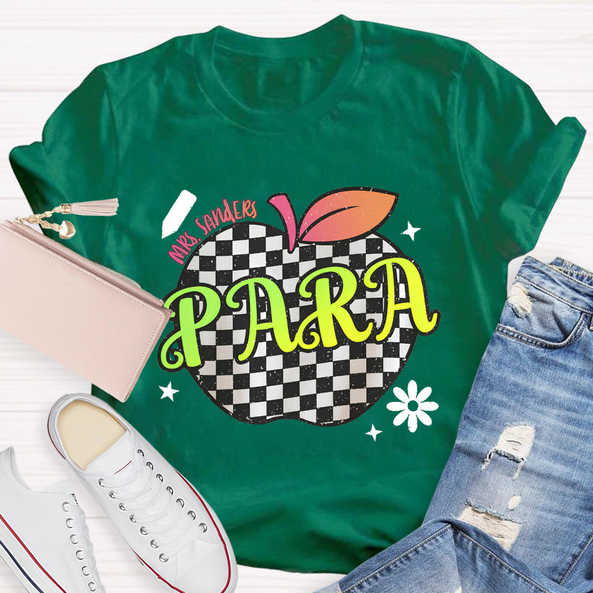 Personalized Para Teachers Name Apple Teacher T-Shirt
