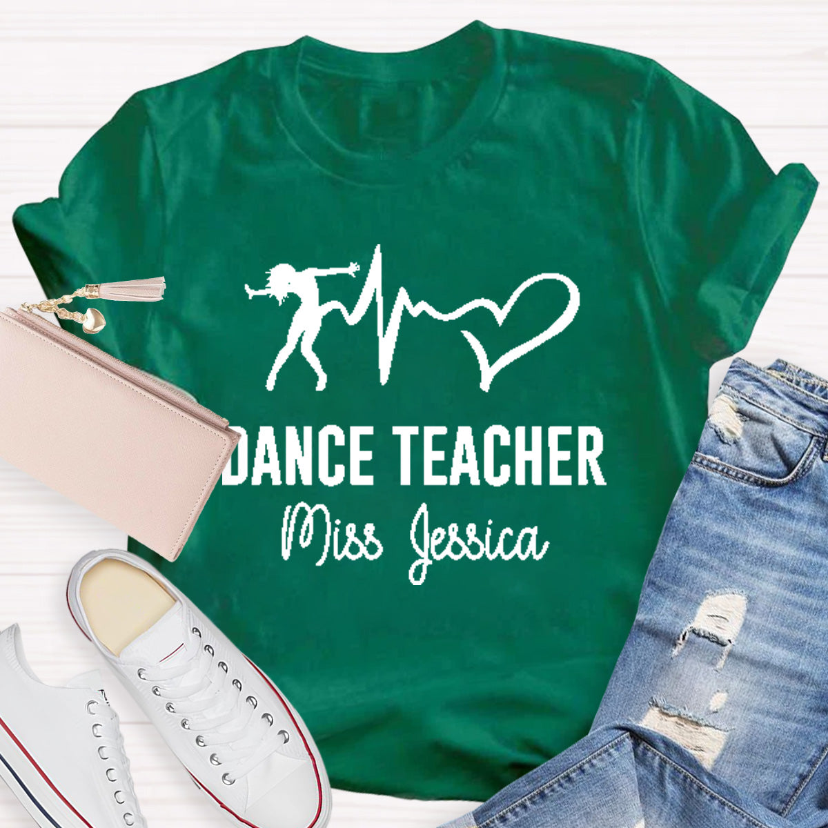 Personalized Name Dance Black Letters Teacher T-Shirt