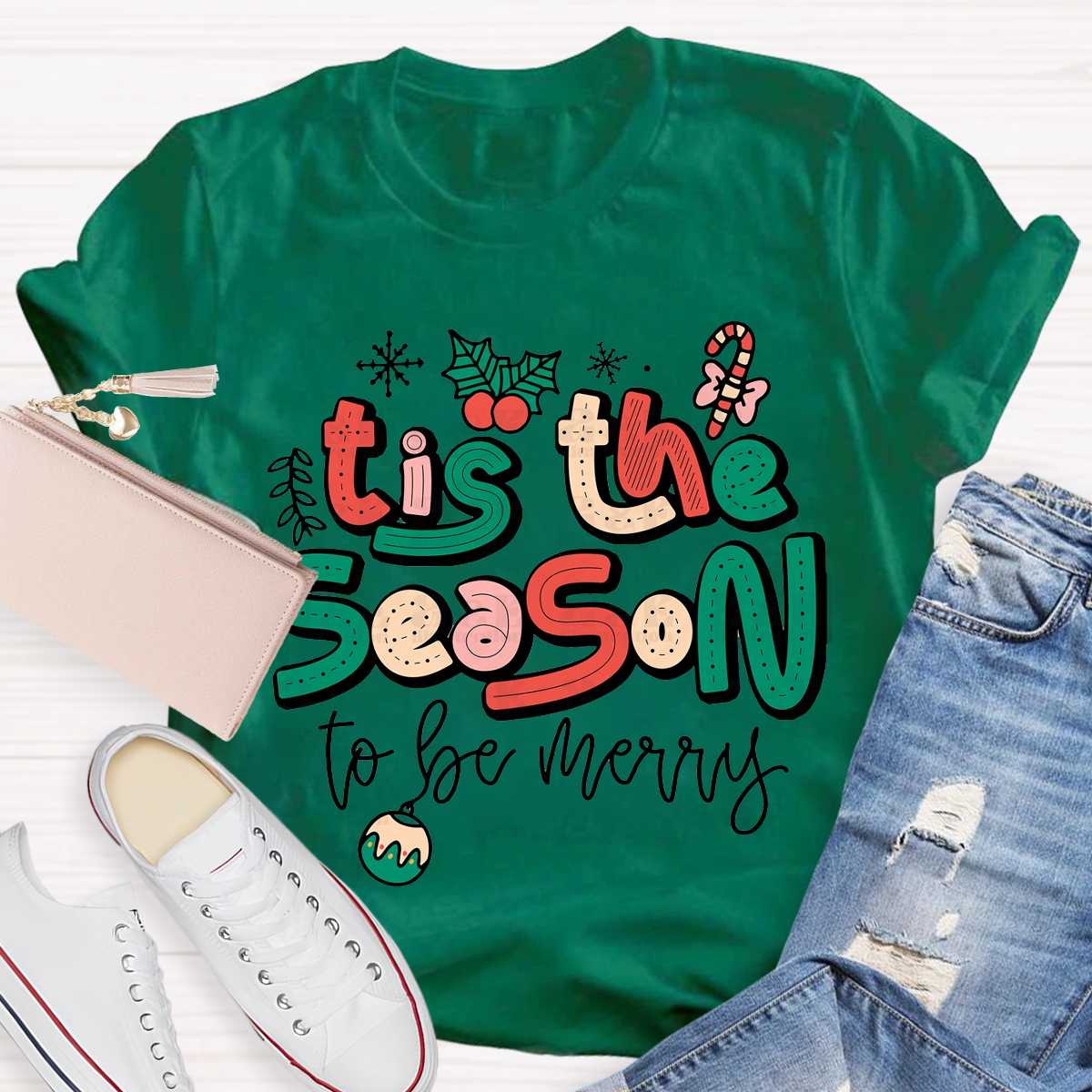 Cute Chrsitmas Tis The Season Teacher T-Shirt