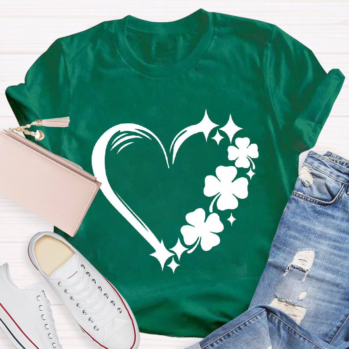 Shamrock Clover Heart T-Shirt