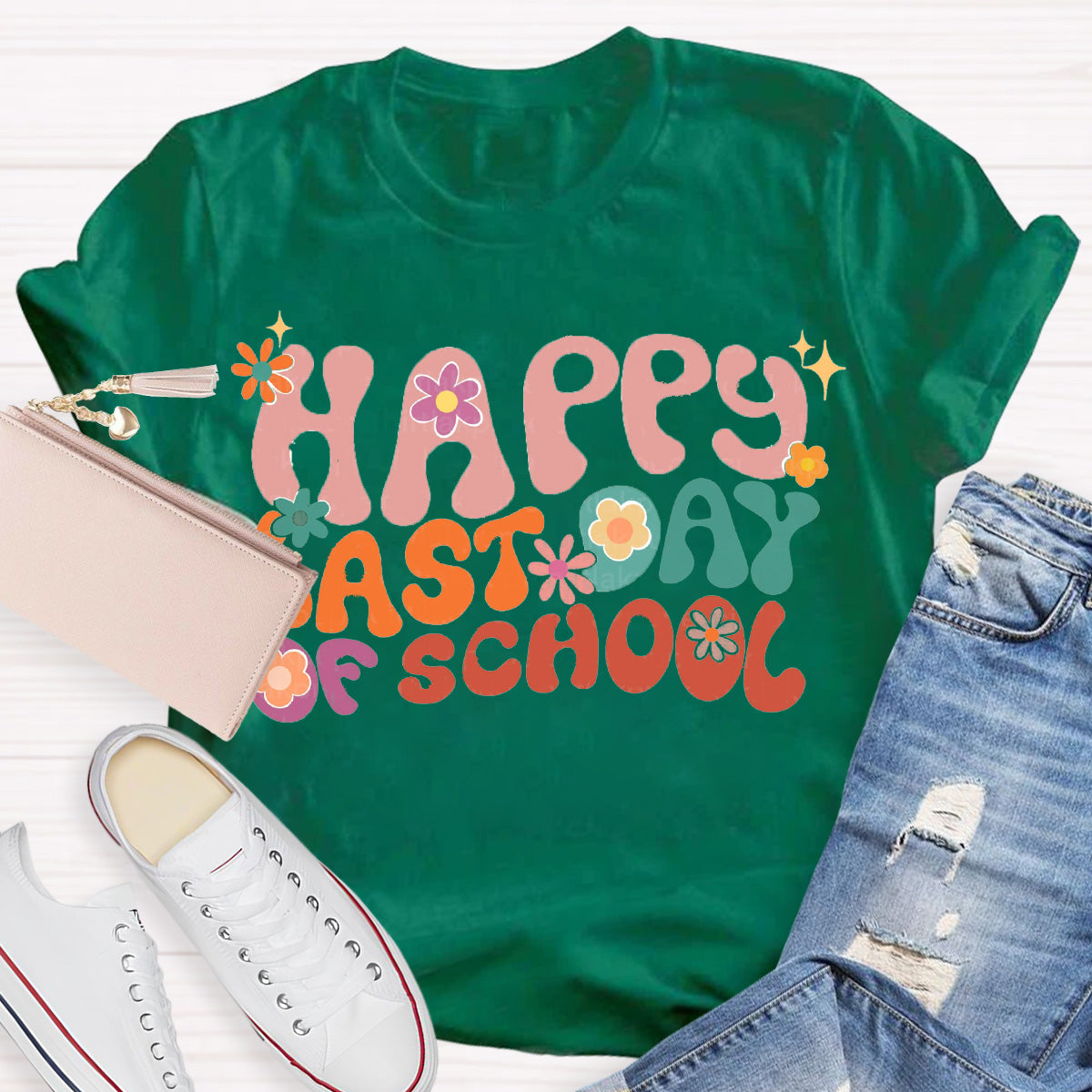 Happy Last Day Of School Flower Teacher T-Shirt