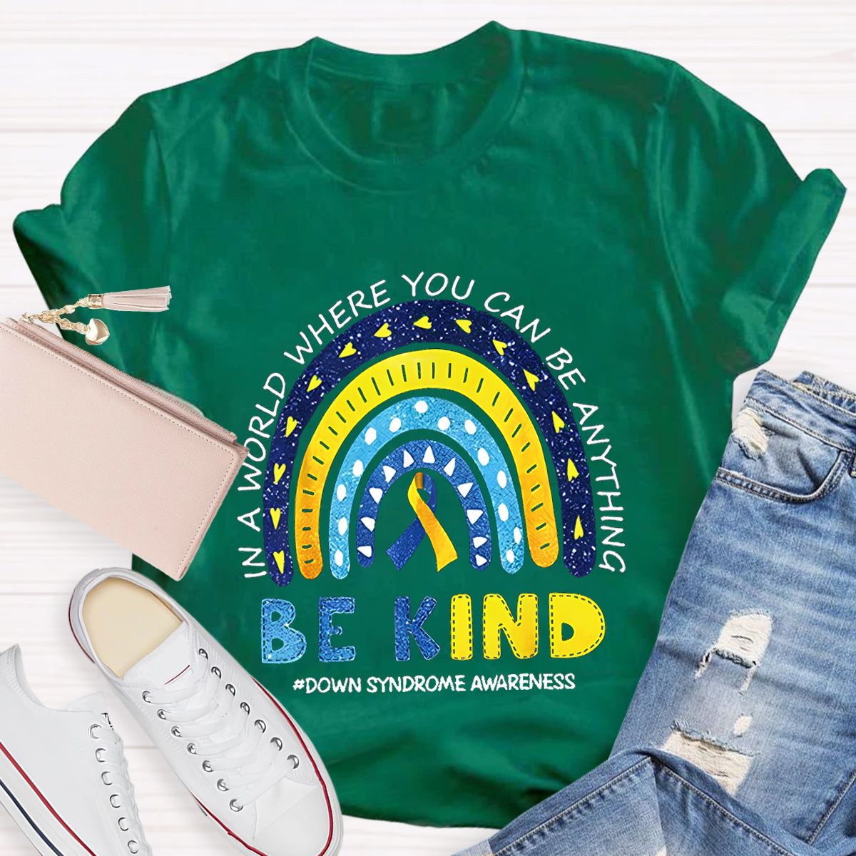 Be Kind Down Syndrome Awareness Heart T-Shirt