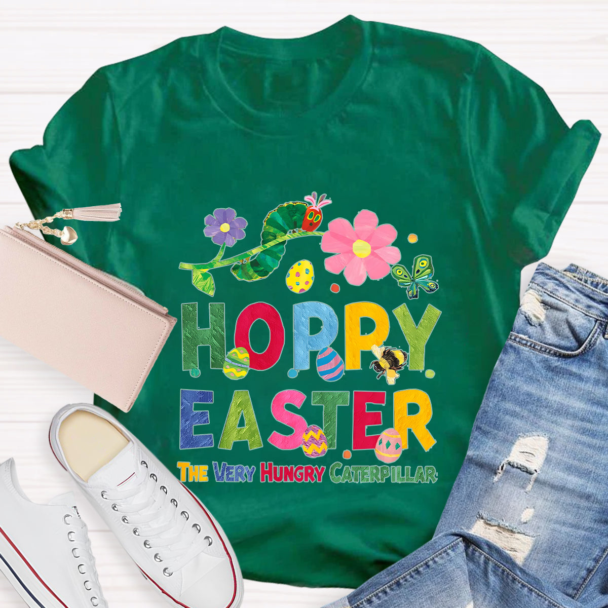 Happy Easter Caterpillar Butterfly Teacher T-Shirt