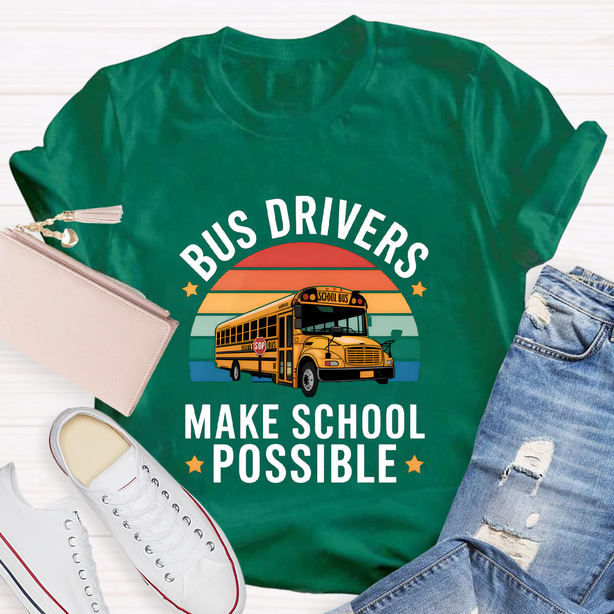 Bus Drivers Make School Possible Teacher T-Shirt