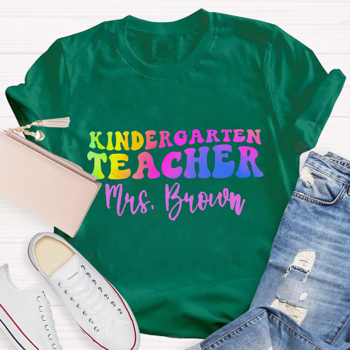 Personalized Name Kindergarten Teacher T-Shirt