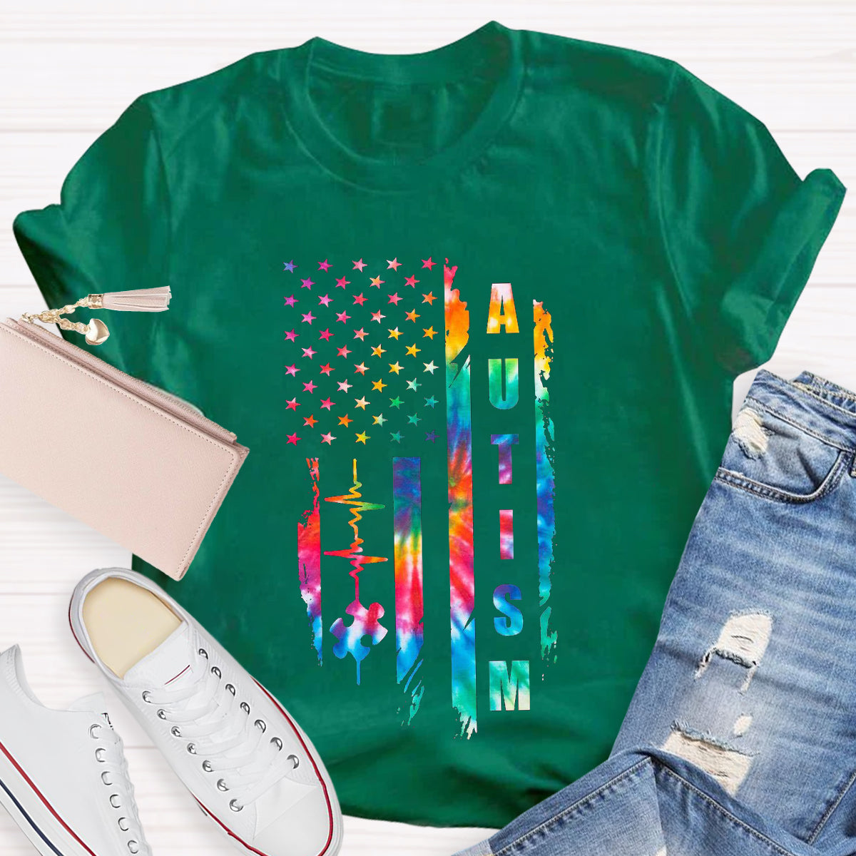 Autism colorful Star Teacher T-Shirt