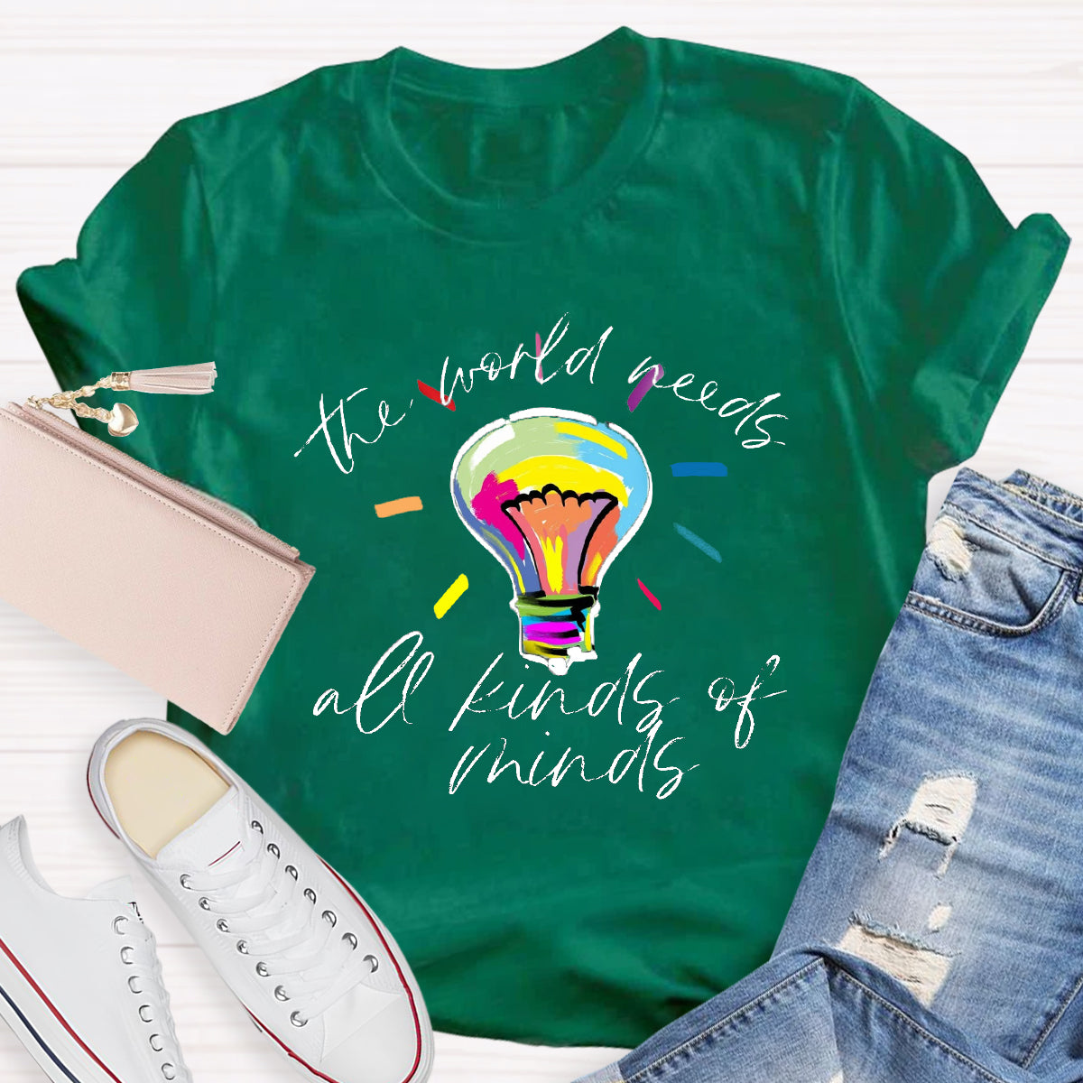 The World Needs All Kinds Of Mind Light bulb T-Shirt