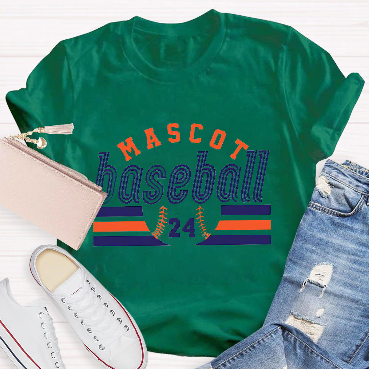 Personalized Mascot And Number Baseball Game T-Shirt