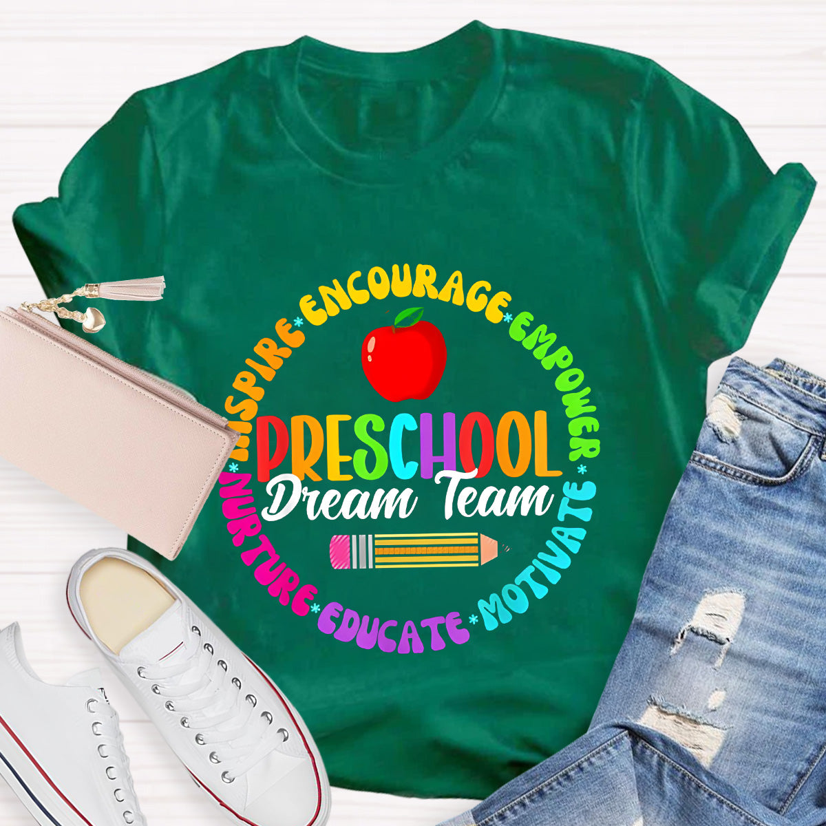 Personalized Grade Preschool Dream School Apple Teacher T-Shirt
