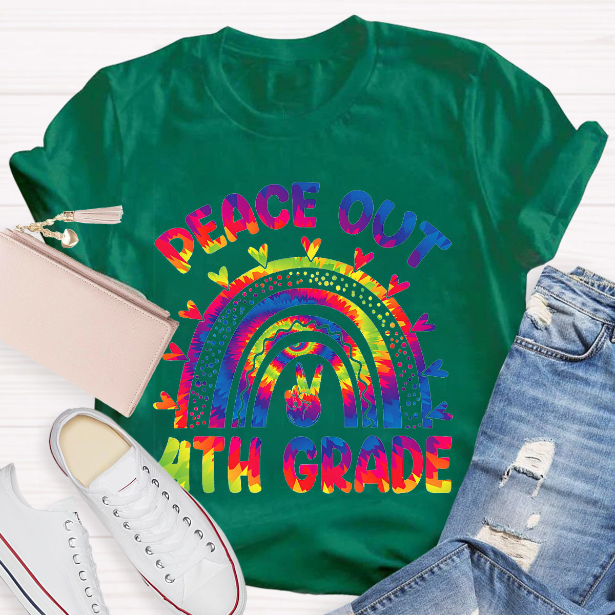 Personalize Grade Peace Out Teacher T-Shirt